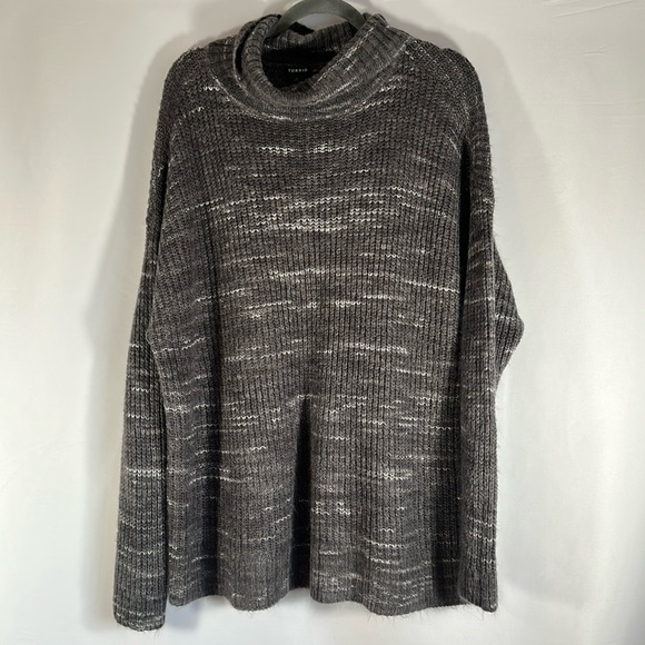 Torrid Dark Grey Space-Dye Turtleneck Knit Pullover Sweater - Picture 2 of 6